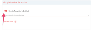 Google reCaptcha toggle